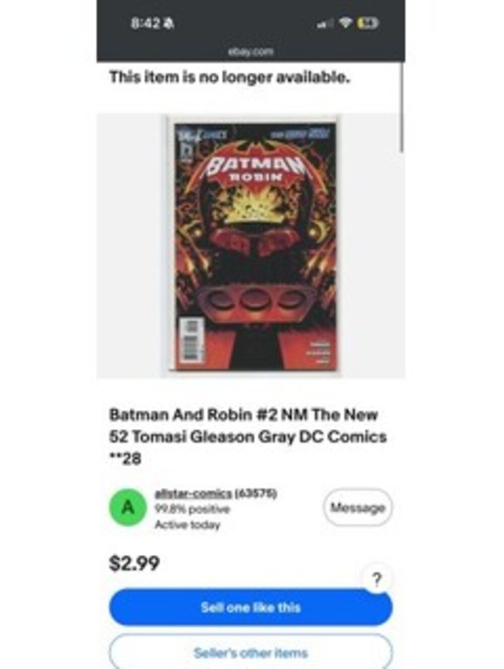 Batman And Robin #2 NM The New 52 Tomasi Gleason Gray DC Comics